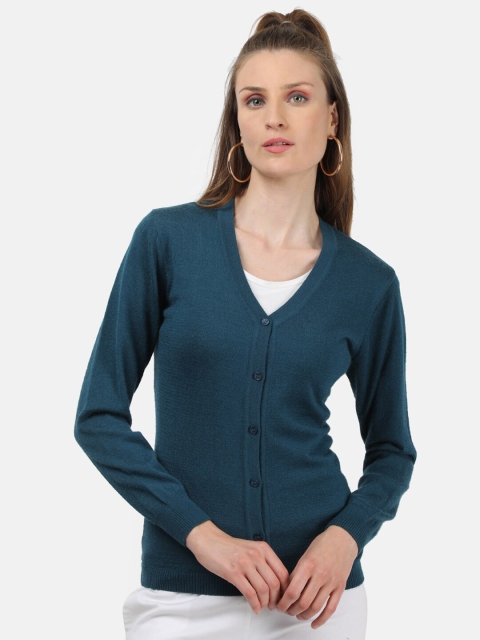 

Monte Carlo Women Blue Solid Cotton Blend Cardigan