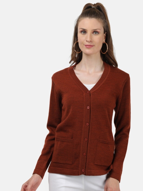 

Monte Carlo Women Brown Solid Long Sleeves Cardigan Sweater