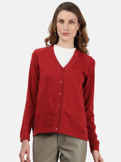 

Monte Carlo Women Red Pure Wool Solid Cardigan