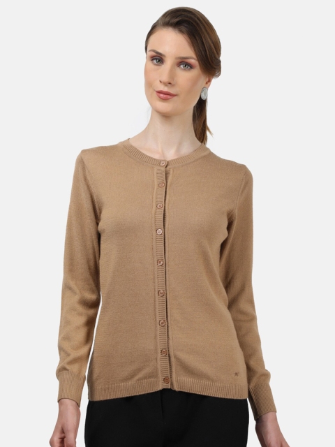 

Monte Carlo Women Brown Cotton Blend Solid Cardigan