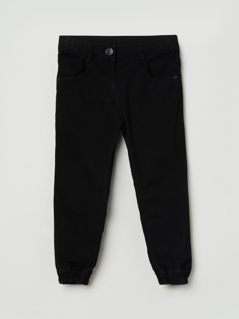 

max Girls Black Solid Joggers Trousers