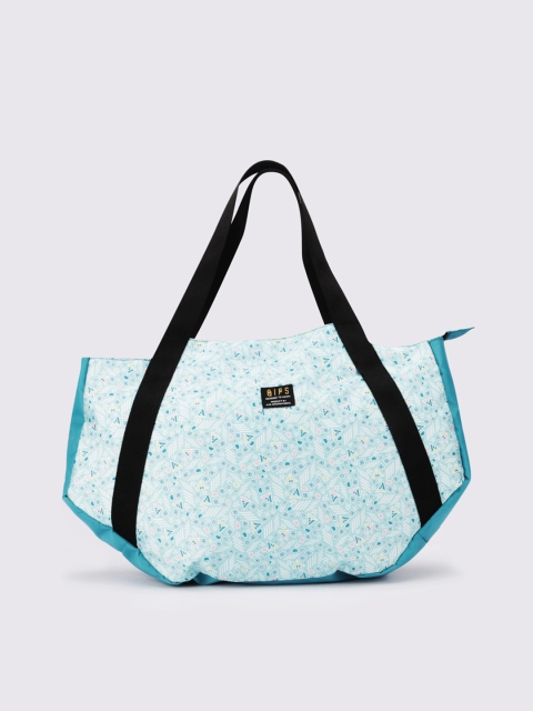 

QIPS Sea Green Printed Oversized Shopper Hobo Bag with Cut Work