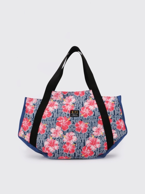 

QIPS Navy Blue Floral Printed Structured Shoulder Bag