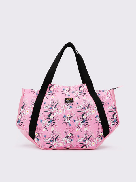 

QIPS Pink Floral Printed Oversized Shopper Hobo Bag with Tasselled