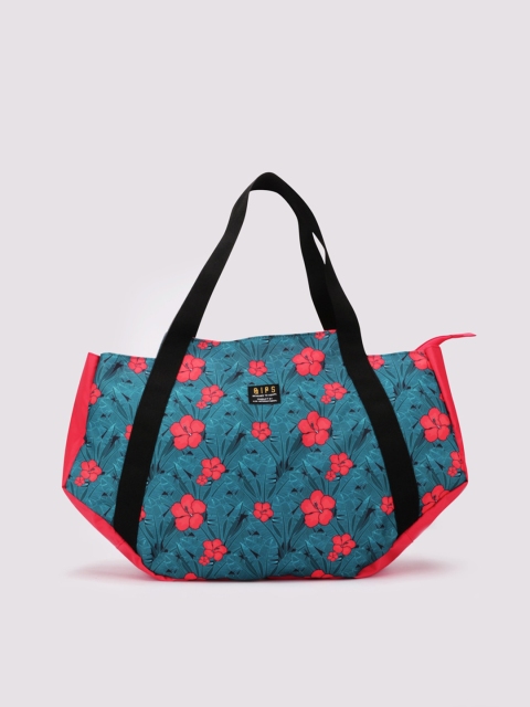 

QIPS Green Floral Printed Oversized Shopper Tote Bag