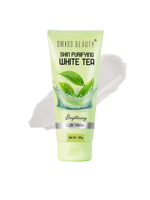 

SWISS BEAUTY Skin Purifying White Tea Brightening Clay Mask 100 gm, Green