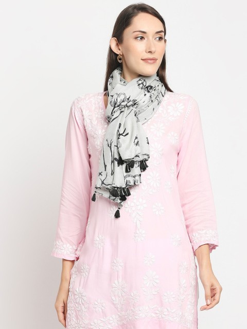 

Get Wrapped Women White & Black Printed Scarf
