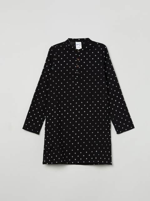 

max Boys Black Printed Pure Cotton Kurta