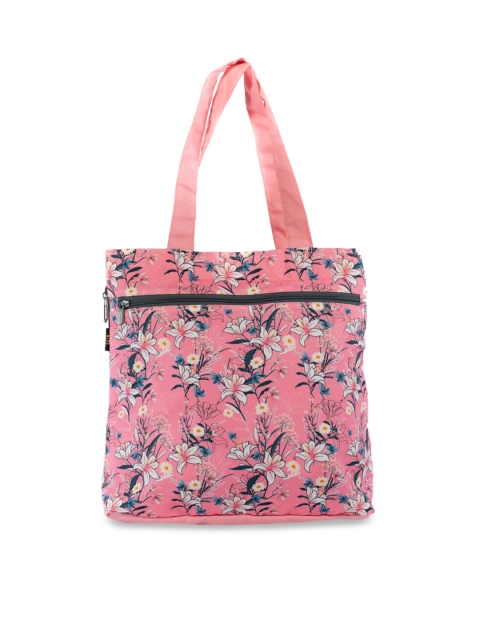

QIPS Pink Floral Printed Shopper Tote Bag with Tasselled