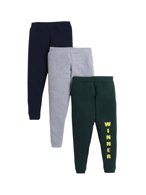 

Hopscotch Boys Pack Of 3 Solid Pure Cotton Joggers, Navy blue