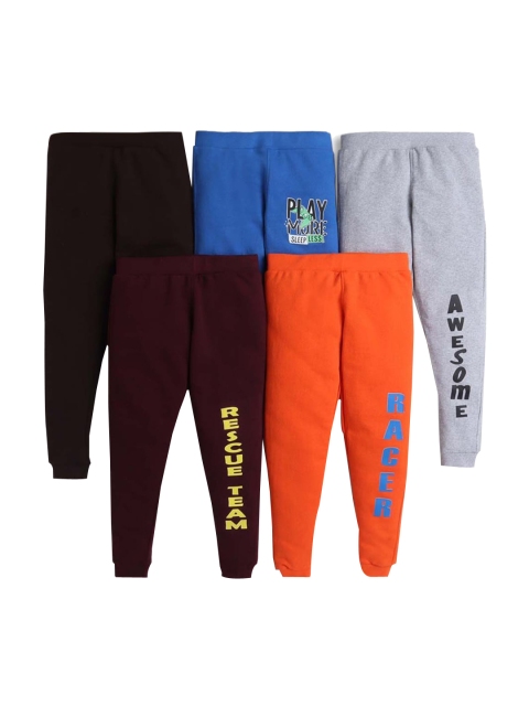 

Hopscotch Boys Pack Of 5 Solid Pure Cotton Joggers, Black