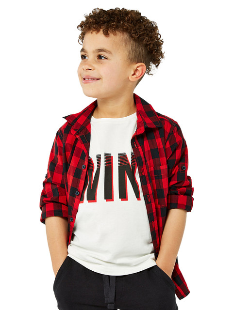

mothercare Boys White & Red Typography Printed T-shirt