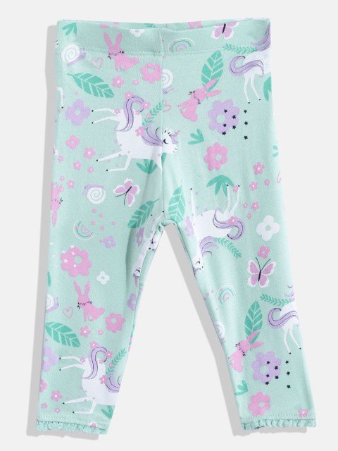 

mothercare Girls Green & Pink Unicorn Print Ankle Length Leggings
