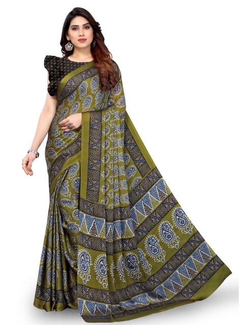 

KALINI Green & Blue Ethnic Motifs Chiffon Saree