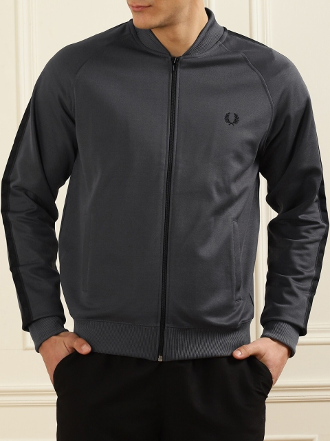 

Fred Perry Men Grey Solid Front Open Sweatshirt