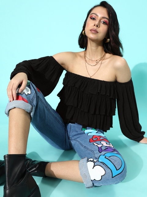 

Cation Women Black Solid Tiered Top