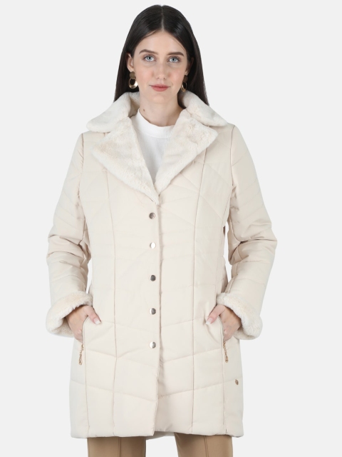 

Monte Carlo Women Beige Lightweight Longline Quilted Jacket
