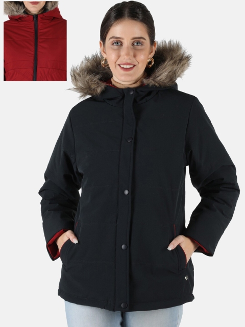 

Monte Carlo Women Navy Blue Maroon Reversible Puffer Jacket