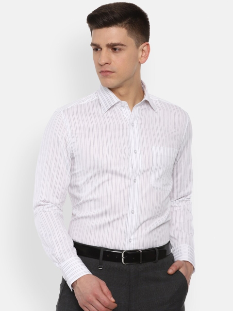 

Louis Philippe Men White Striped Regular Fit Pure Cotton Formal Shirt