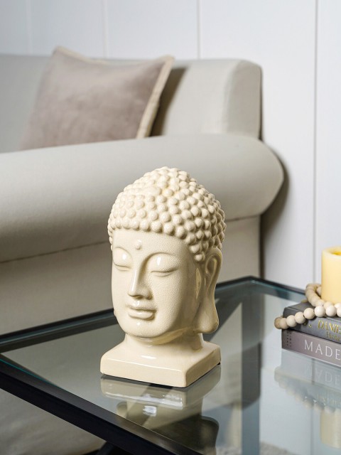 

Pure Home and Living Cream-Coloured Ceramic Buddha Head Large Showpiece
