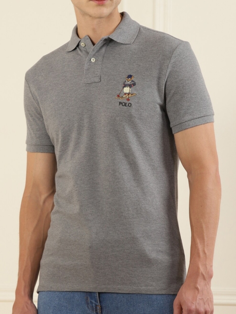 

Polo Ralph Lauren Men Grey Polo Collar Applique T-shirt