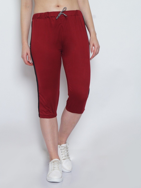 

GRACIT Women Maroon & Black Striped Capris