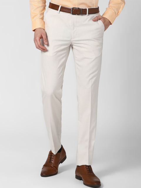 

Peter England Men White Slim Fit Trousers