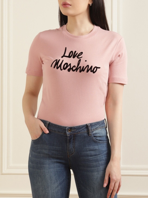 

LOVE MOSCHINO Women Pink Typography Printed Top