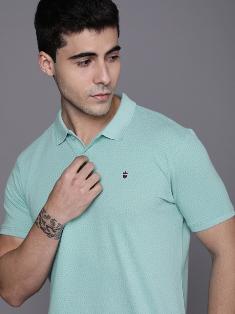 

Louis Philippe Sport Men Blue Printed Polo Collar Slim Fit T-shirt