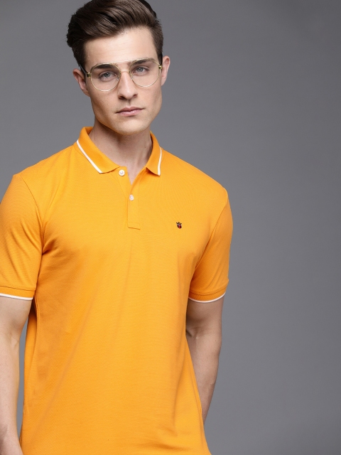 

Louis Philippe Jeans Men Mustard Yellow Polo Collar Slim Fit T-shirt