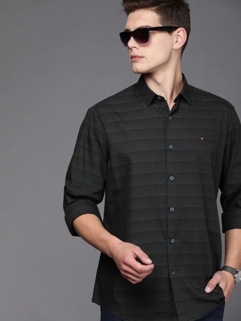 

Louis Philippe Sport Men Black Striped Slim Fit Pure Cotton Casual Shirt