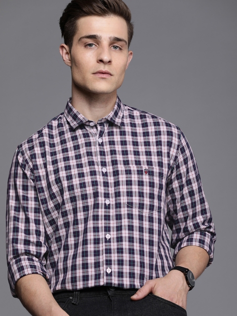 

Louis Philippe Jeans Men Navy Blue Slim Fit Checked Casual Shirt
