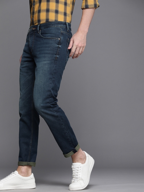 

Louis Philippe Jeans Men Navy Blue Smart Fit Low-Rise Light Fade Stretchable Jeans