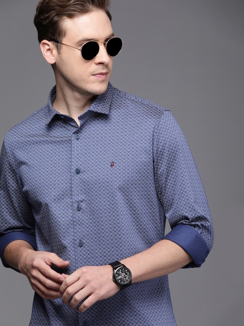 

Louis Philippe Sport Men Navy Blue Super Slim Fit Printed Casual Shirt
