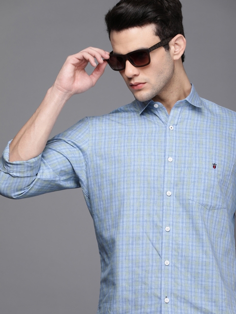 

Louis Philippe Sport Men Blue & Green Checked Pure Cotton Slim Fit Casual Shirt