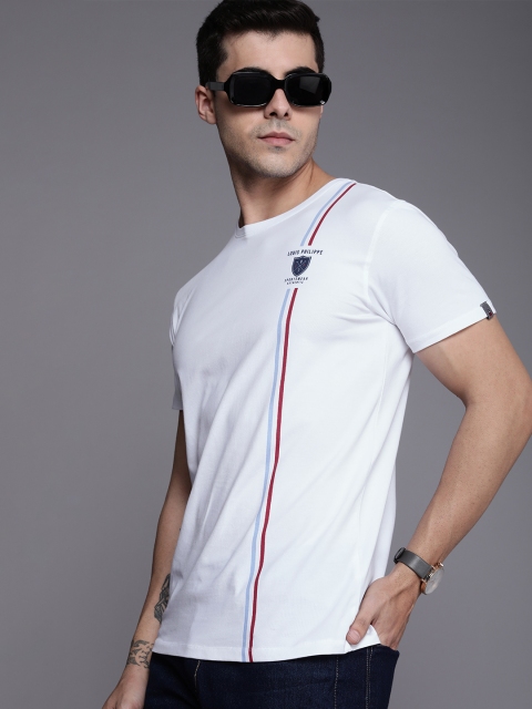 

Louis Philippe Sport Men White & Grey Brand Logo Printed Applique Slim Fit T-shirt