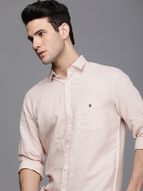 

Louis Philippe Sport Men Peach-Coloured Slim Fit Micro Checked Casual Shirt