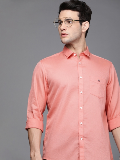 

Louis Philippe Sport Men Peach-Coloured Textured Slim Fit Casual Shirt
