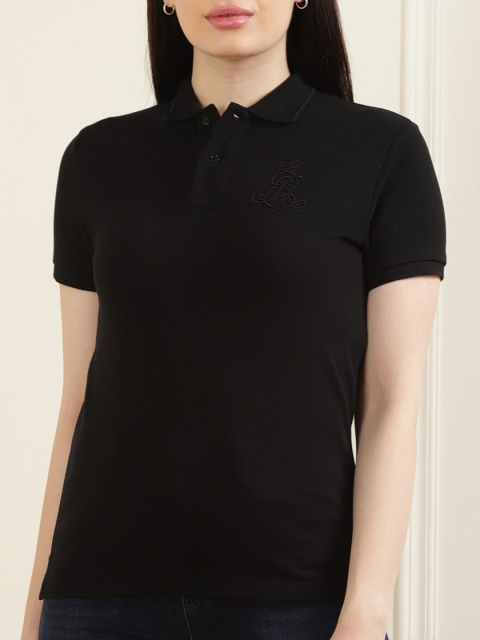 

Polo Ralph Lauren Women Black Shirt Collar Cotton Top