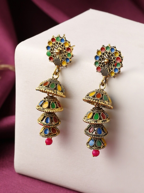 

VIRAASI Multicoloured Contemporary Jhumkas Earrings, Multi