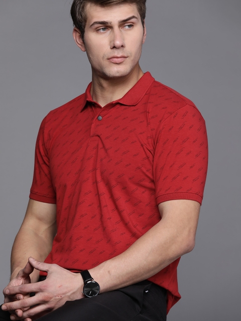 

Louis Philippe Sport Men Red Brand Logo Printed Polo Collar T-shirt