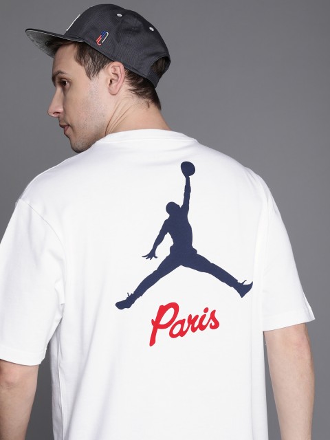 

Nike Men White Printed Round-Neck Pure Cotton PSG T-shirt