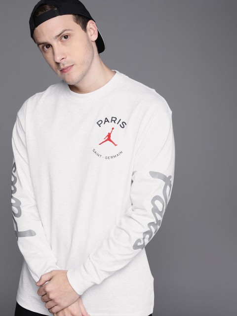 

Nike Men White & Black Typography Printed PSG T-shirt