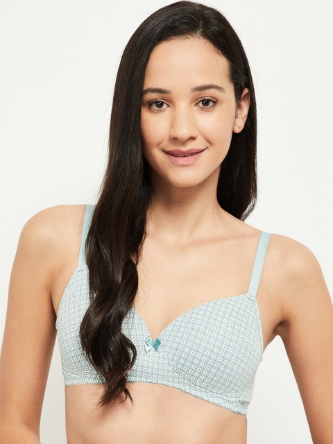 

max Blue & White Abstract Bra Lightly Padded