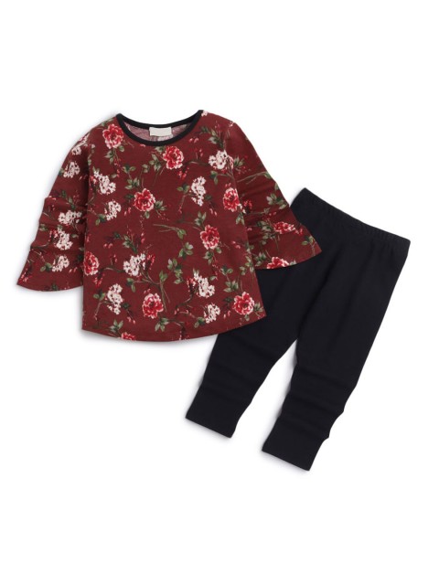

Hopscotch Girls Maroon Printed Top with Leggings