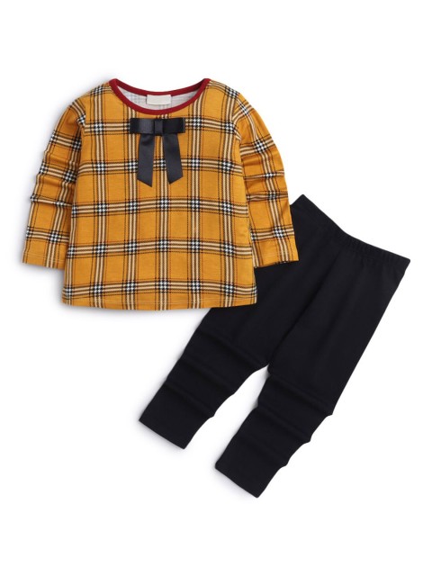 

Hopscotch Girls Mustard & Black Checked Top with Leggings