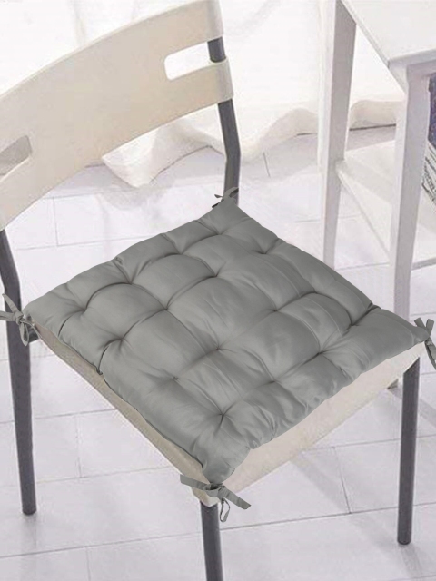 

Clasiko Grey Solid Chair Pad