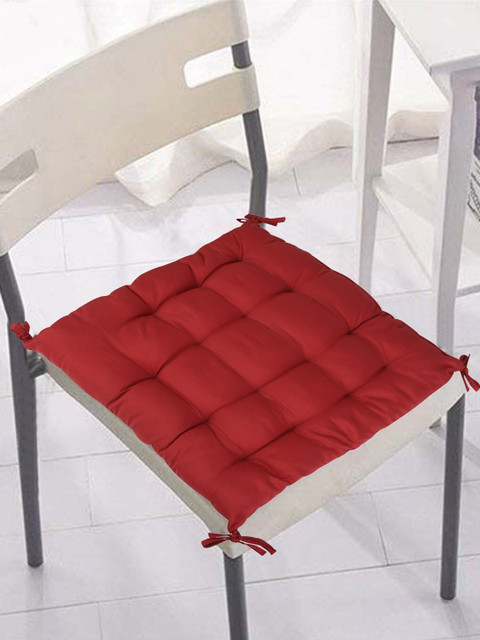 

Clasiko Red Solid Cotton Chairpad