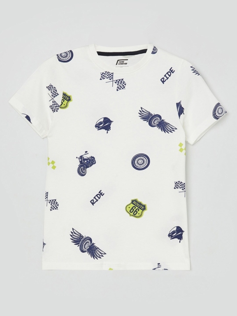 

Fame Forever by Lifestyle Boys White Printed Cotton T-shirt