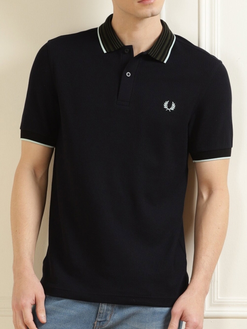 

Fred Perry Men Navy Blue Polo Collar Cotton T-shirt